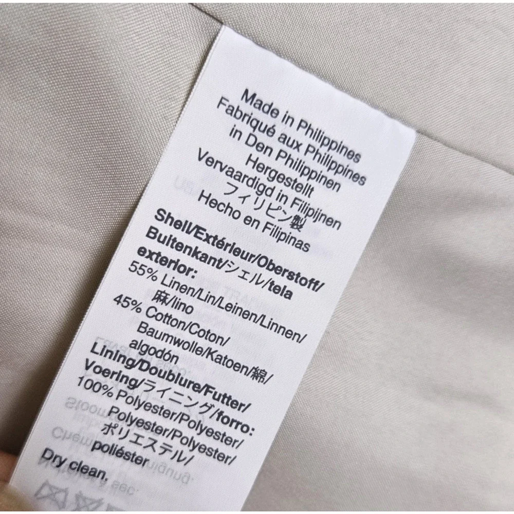 J.Crew Linen Cotton Holland Blazer Womens 4 Crosshatch Beige Career Jacket AL221 - Picture 14 of 16